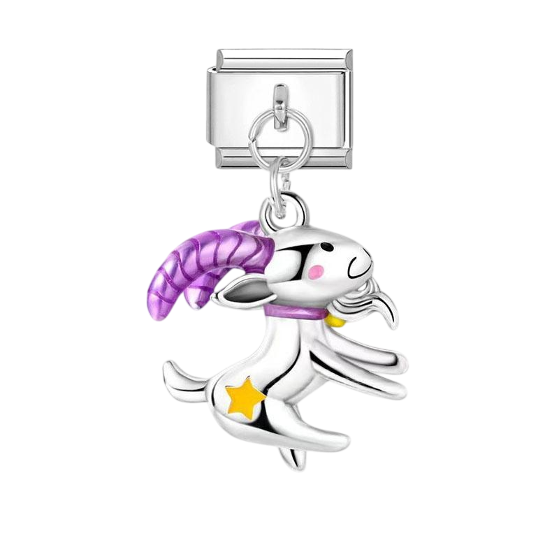 Cute Fantasy Goat Dangle Silver Charm