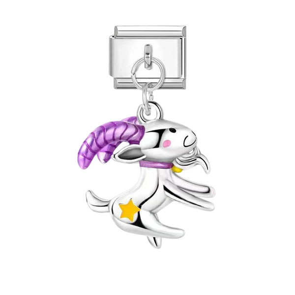 Cute Fantasy Goat Dangle Silver Charm