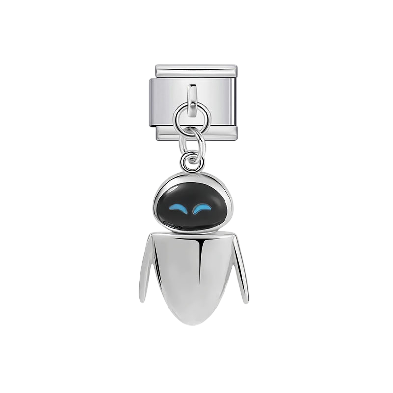 Cute Robot Dangle Silver Charm