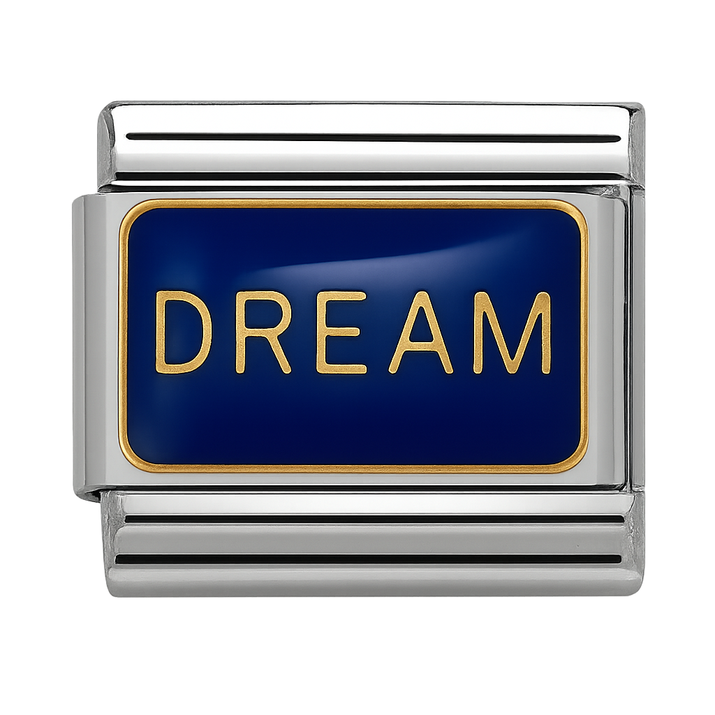 Dream Text Blue Enamel Charm