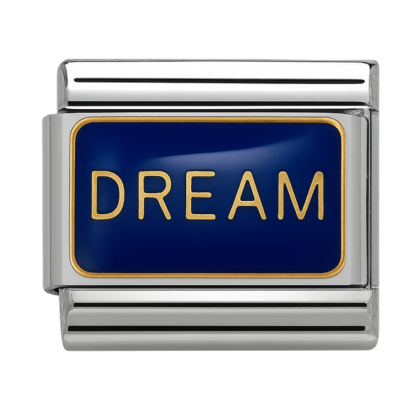 Dream Text Blue Enamel Charm