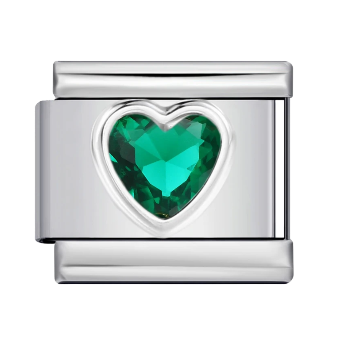 Emerald Heart silver charm