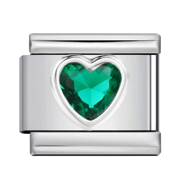 Emerald Heart silver charm