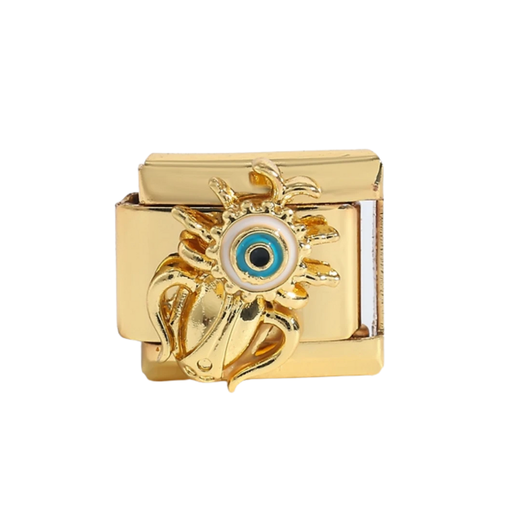 Evil Eye Beetle Modular Double silver Charm