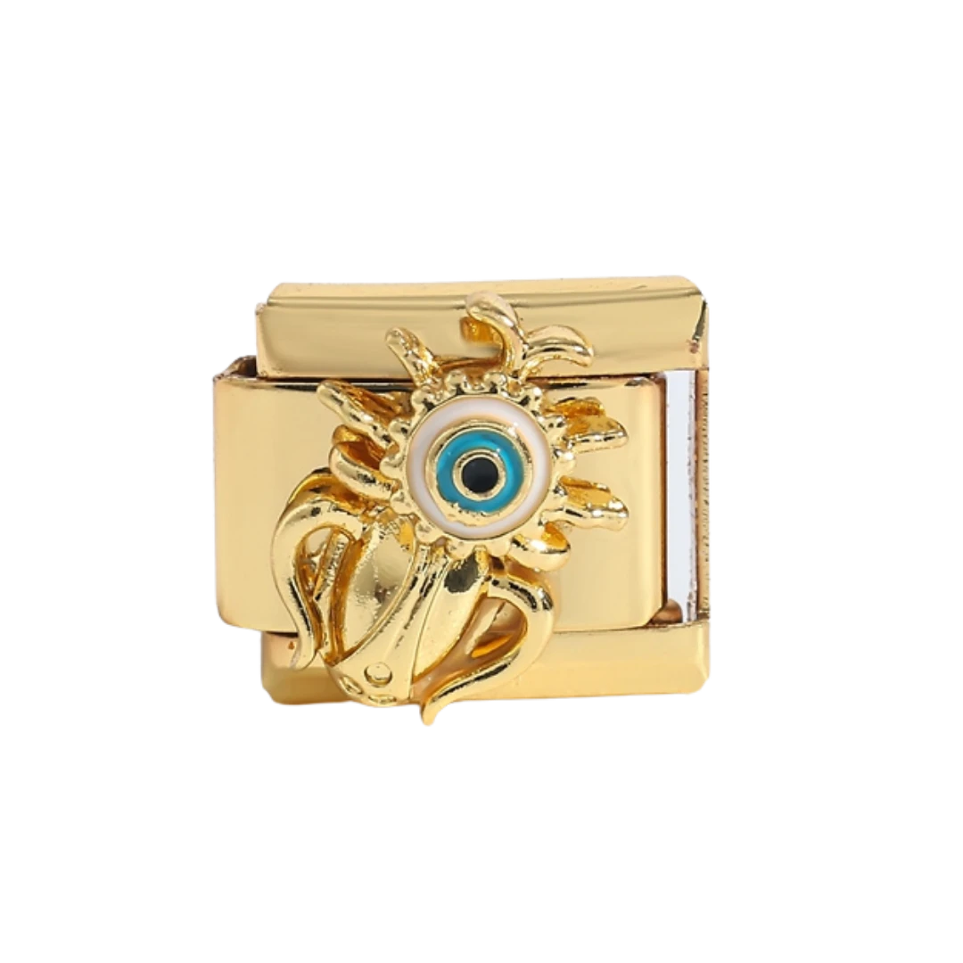 Evil Eye Beetle Modular Double silver Charm