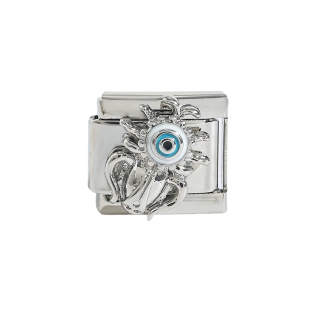 Evil Eye Beetle Modular Double silver Charm
