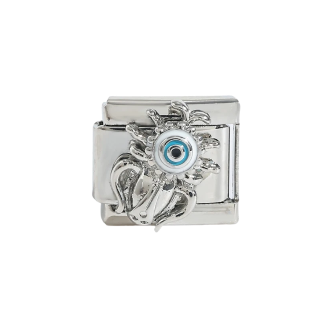 Evil Eye Beetle Modular Double silver Charm