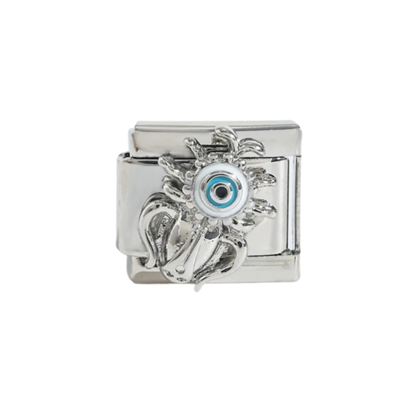 Evil Eye Beetle Modular Double silver Charm