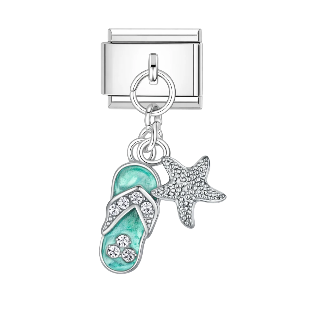 Flip-Flop and Starfish silver charm