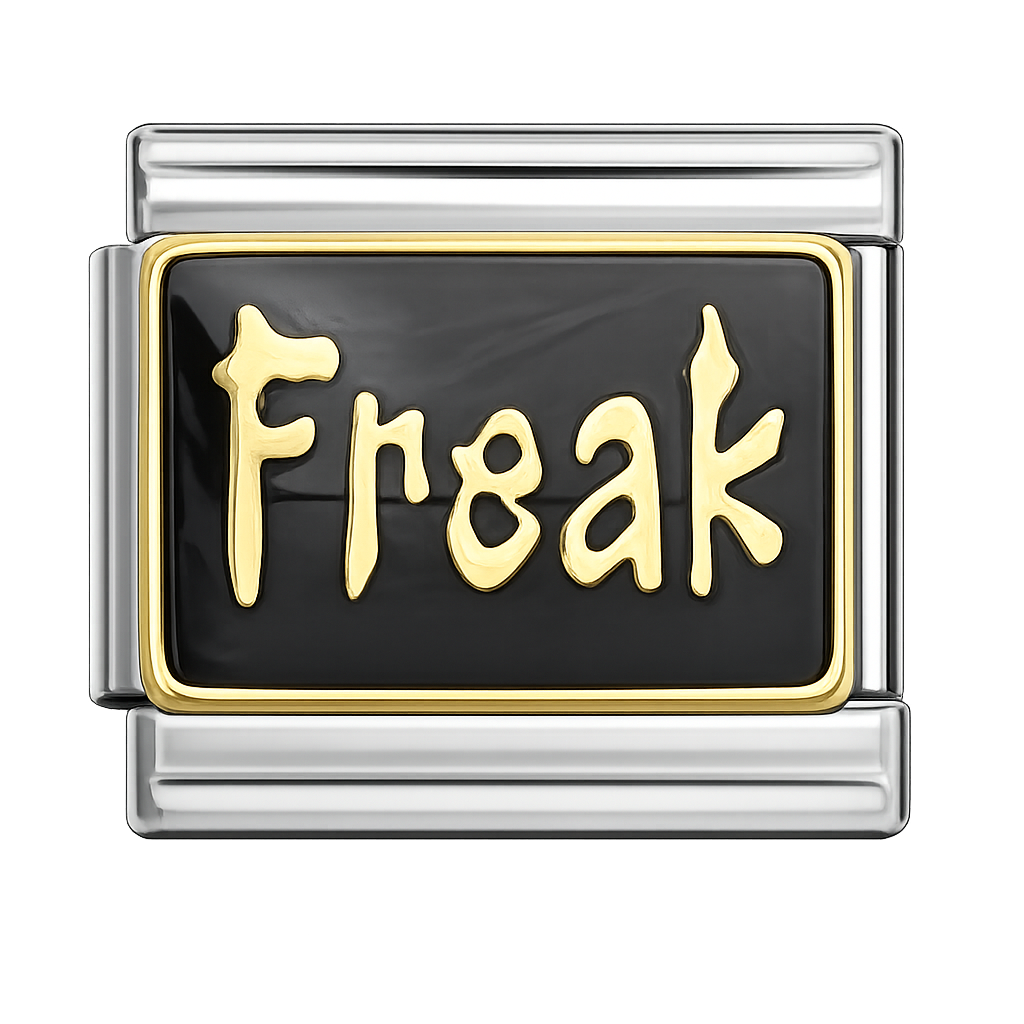 Freak Text Silver Charm