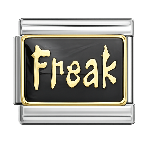 Freak Text Silver Charm