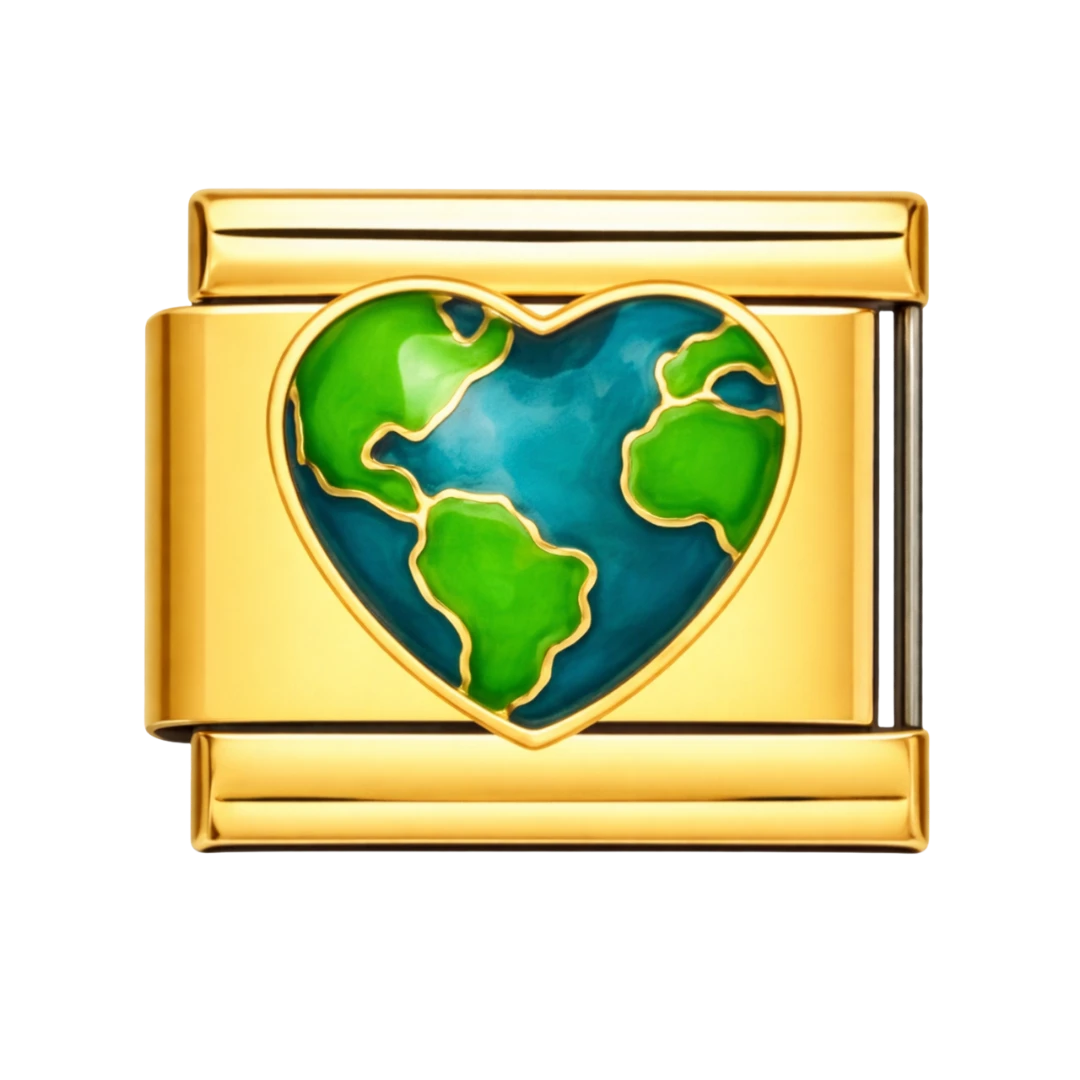 Heart-Shaped Earth Gold Charm