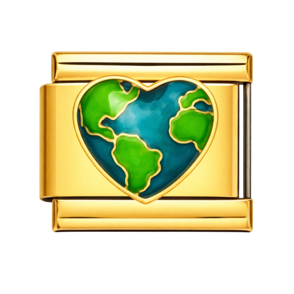 Heart-Shaped Earth Gold Charm