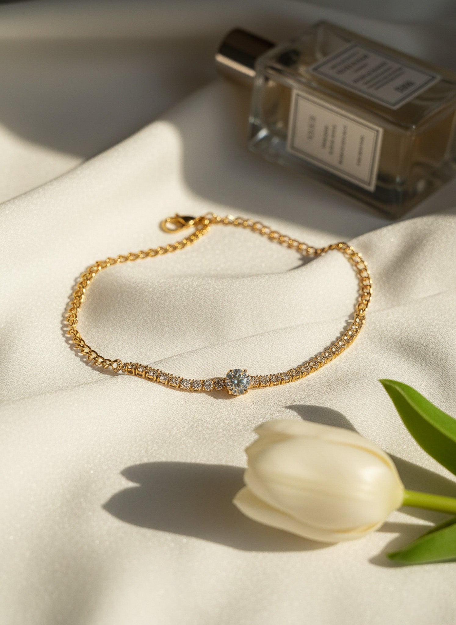 Golden Radiance Solitaire Bracelet