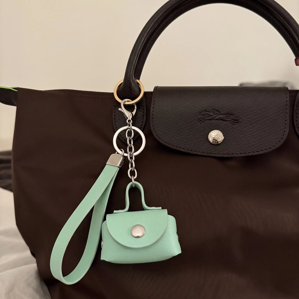 Mint Green Mini Coin Pouch Bag Charm with Wrist Strap