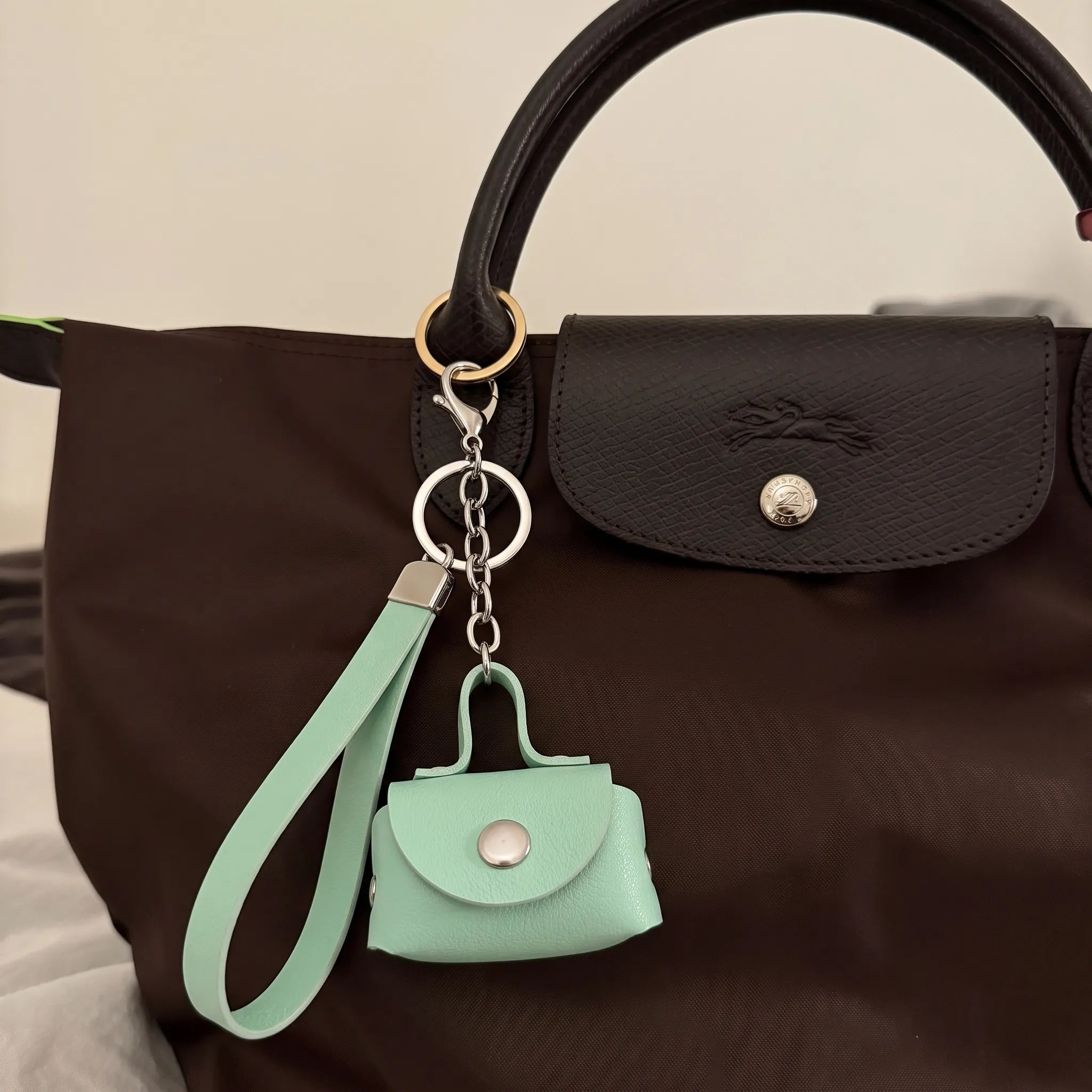 Mint Green Mini Coin Pouch Bag Charm with Wrist Strap