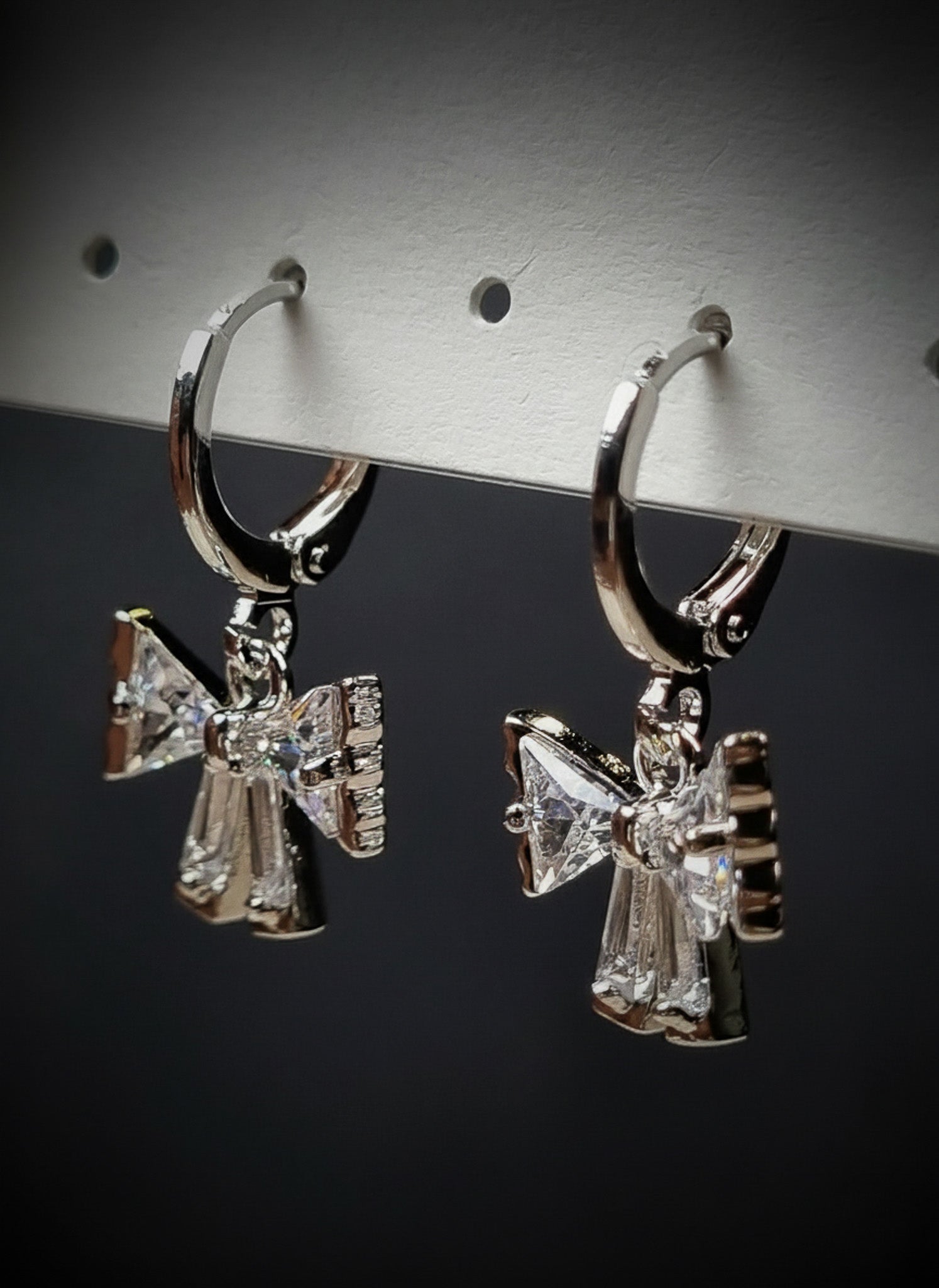 Crystal Bow Charm Earrings