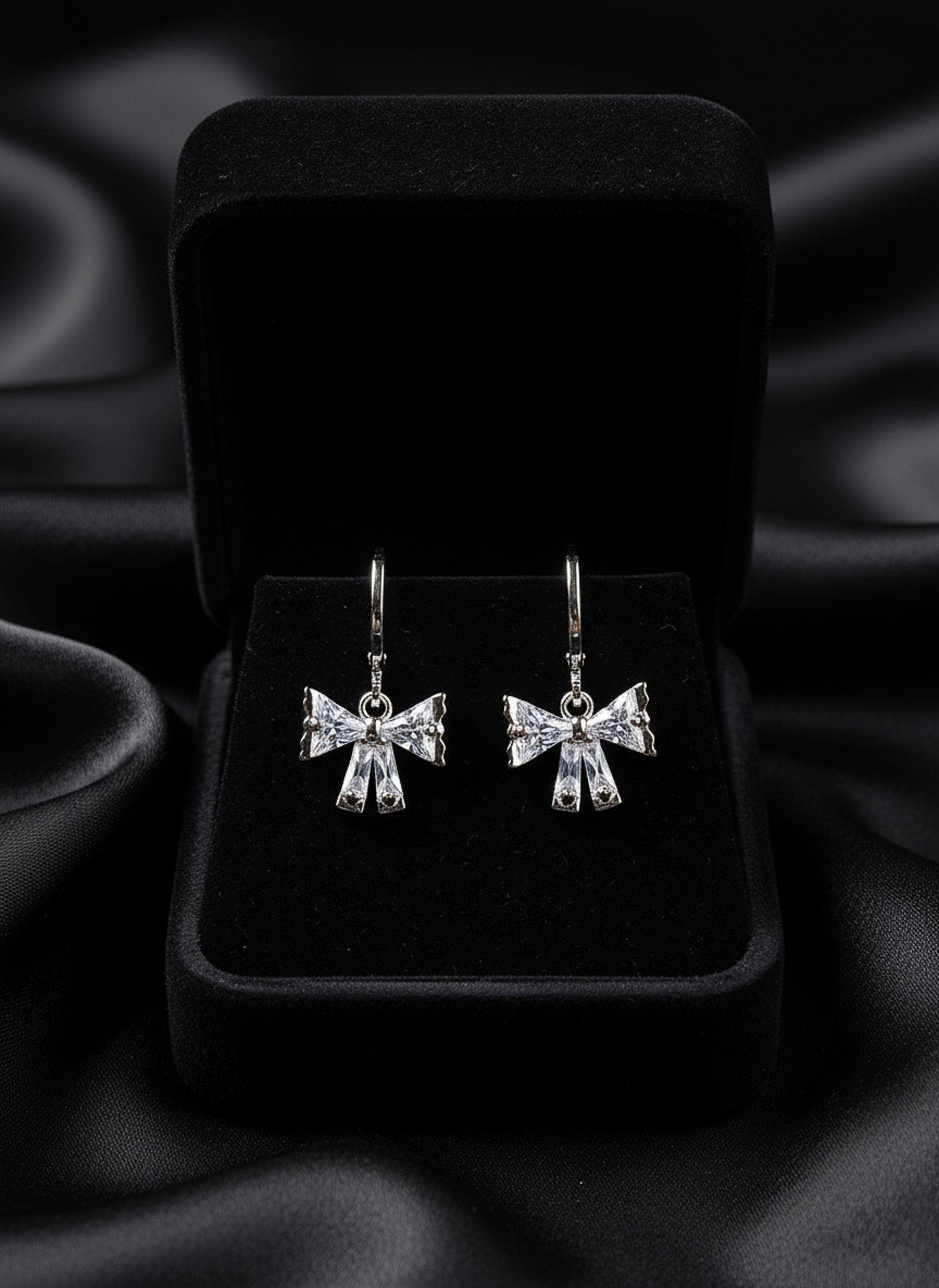 Crystal Bow Charm Earrings