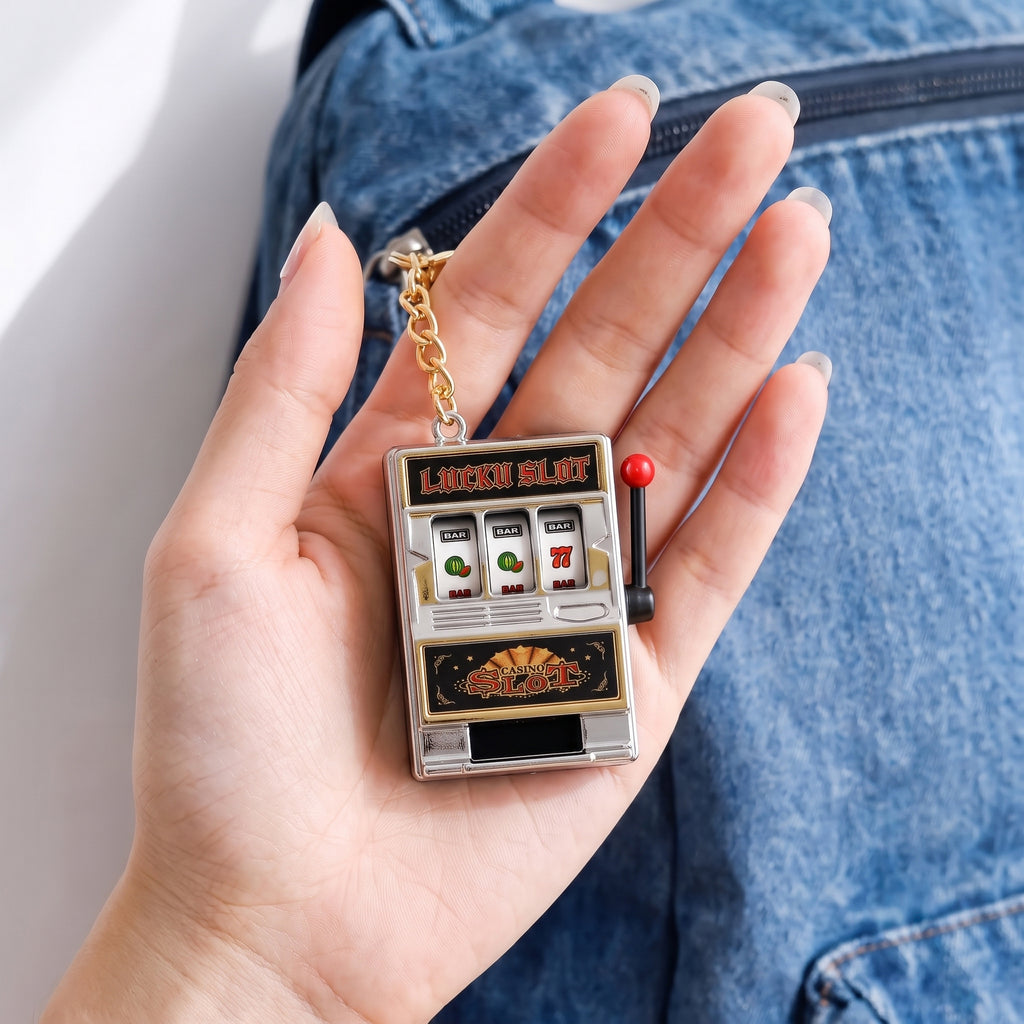 Mini Lucky Slot Machine Keychain Charm
