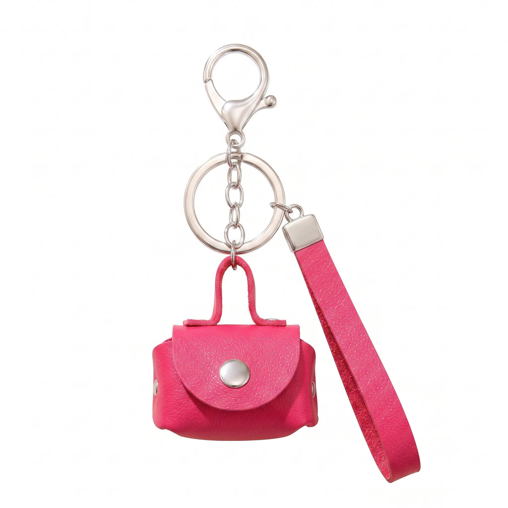 Hot Pink Mini Coin Pouch Bag Charm with Wrist Strap