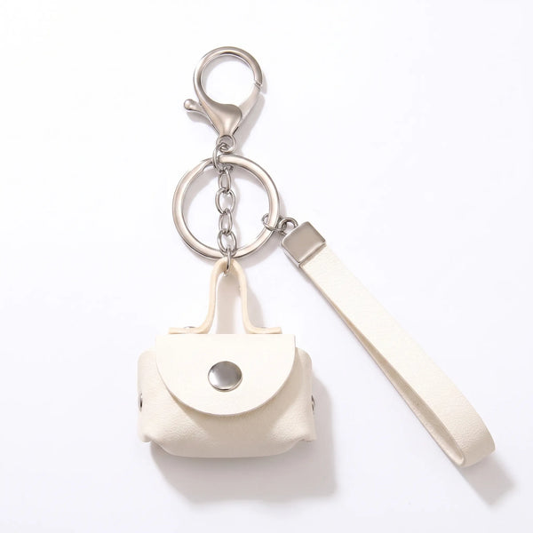 Minimalist White Mini Coin Pouch Bag Charm with Wrist Strap
