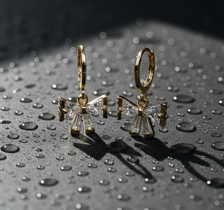 Crystal Bow Charm Earrings