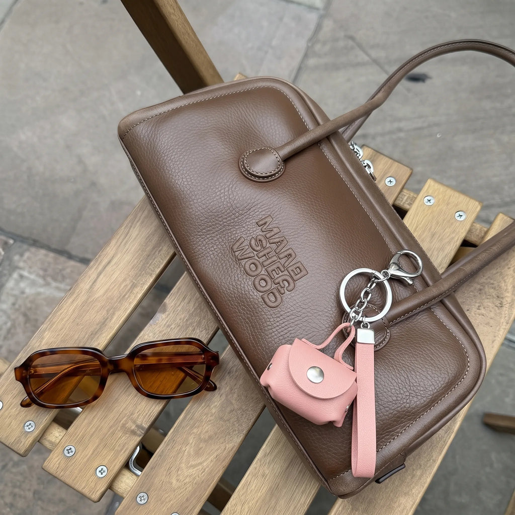 Minimalist Pink Mini Coin Pouch Bag Charm with Wrist Strap