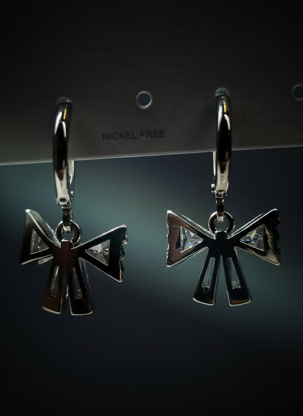 Crystal Bow Charm Earrings