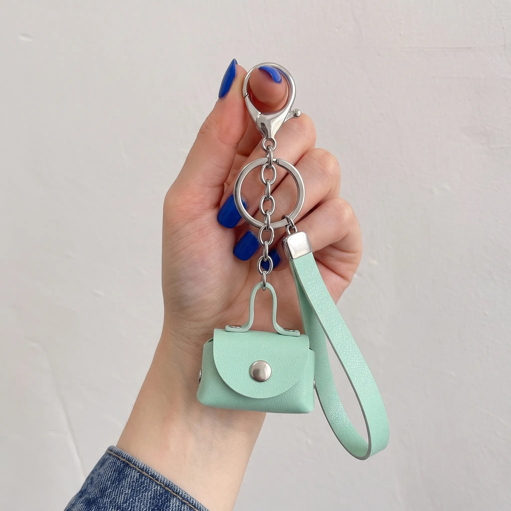 Mint Green Mini Coin Pouch Bag Charm with Wrist Strap