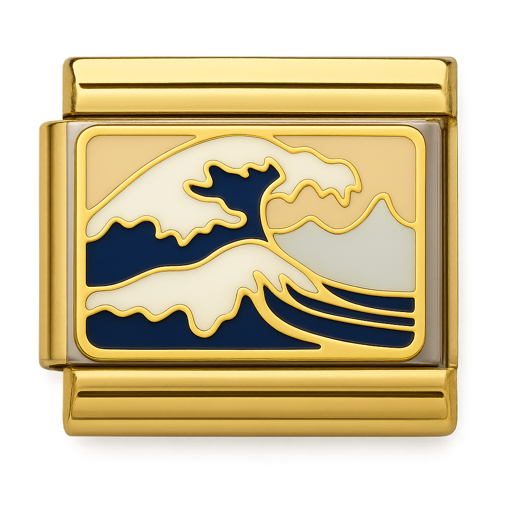 Ocean Wave and Mountain Scene Silver Charm