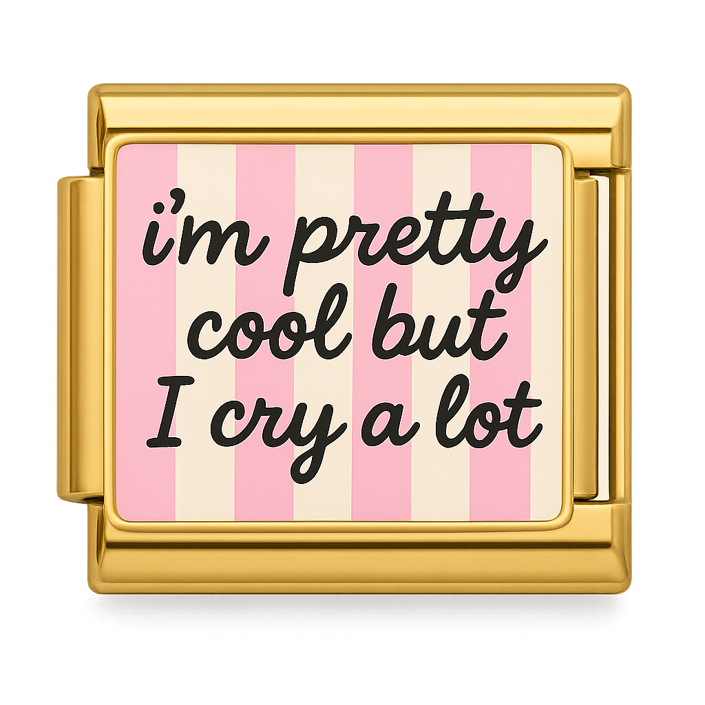pink stripes and cool quote Gold Charm