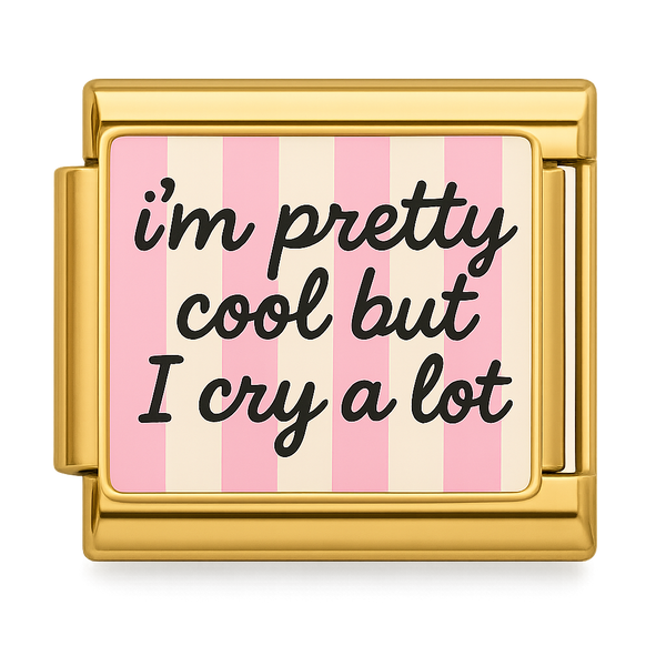 pink stripes and cool quote Gold Charm