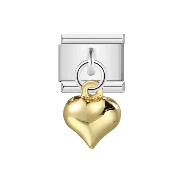 Gold Heart Drop Silver Charm