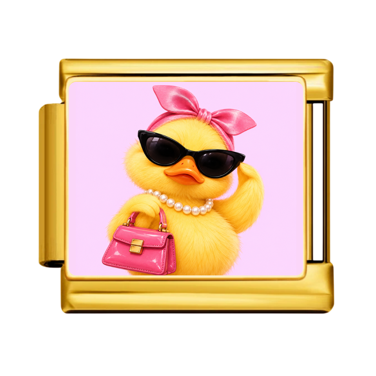 Pink Boss Chick Charm - Gold