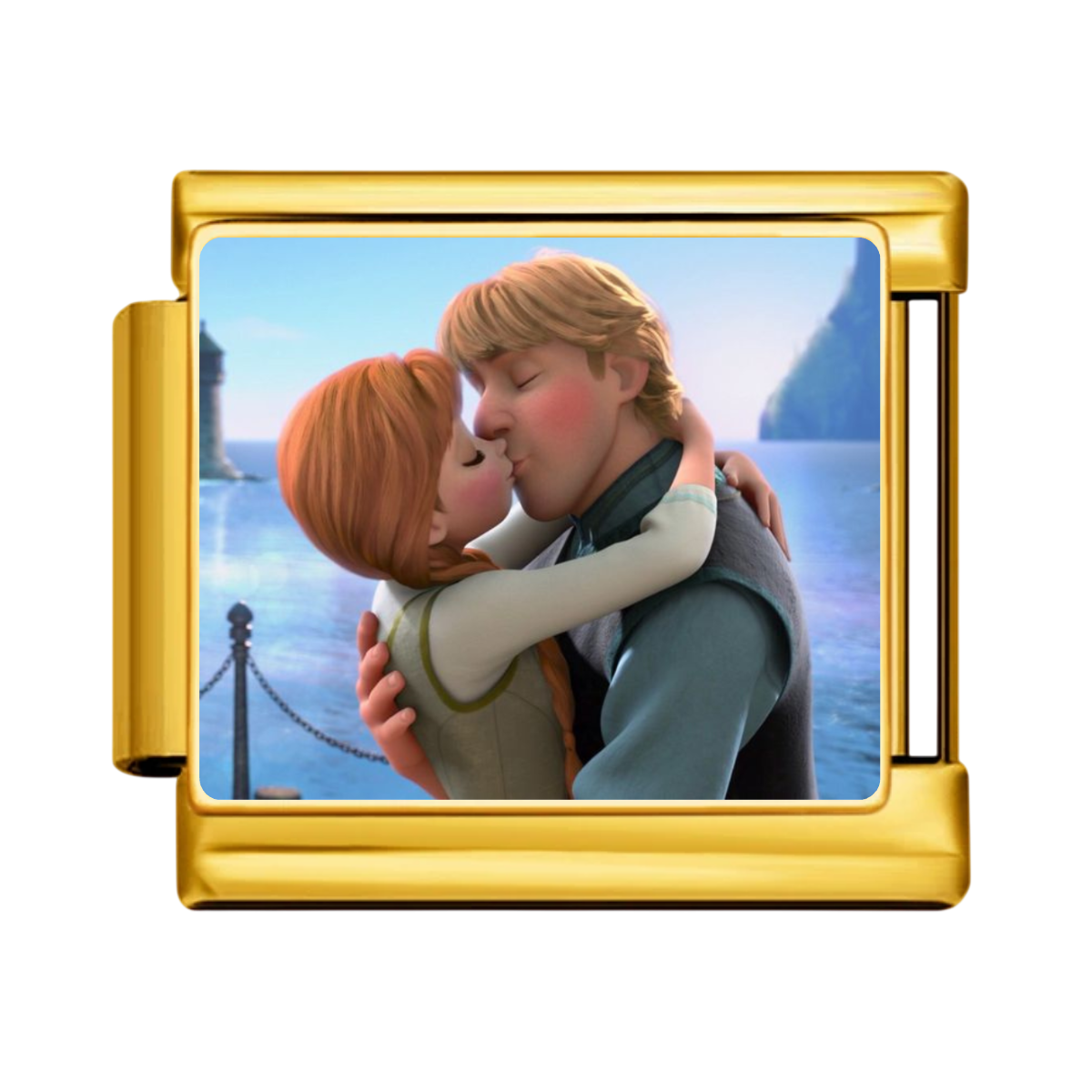 Frozen Kiss Portrait Charm - Gold