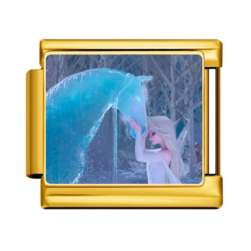 Ice Blue Wave Elsa Charm - Gold