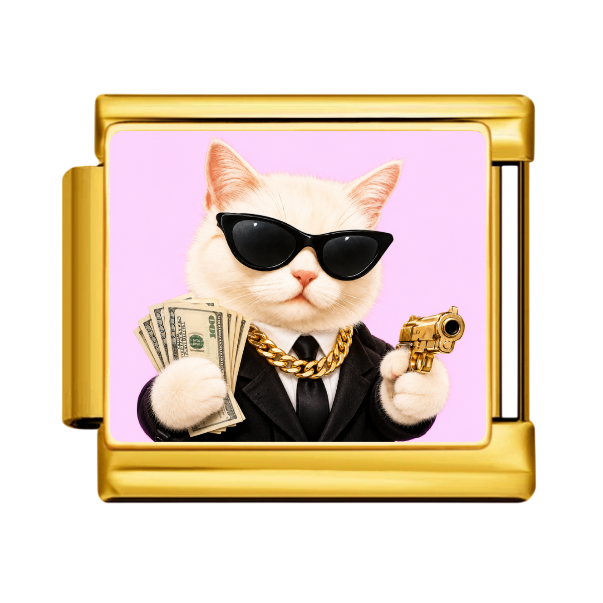 Sunglasses Cat Boss Charm - Gold
