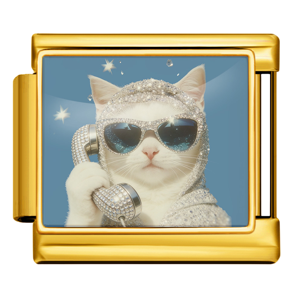 Cool Cat on Phone Charm