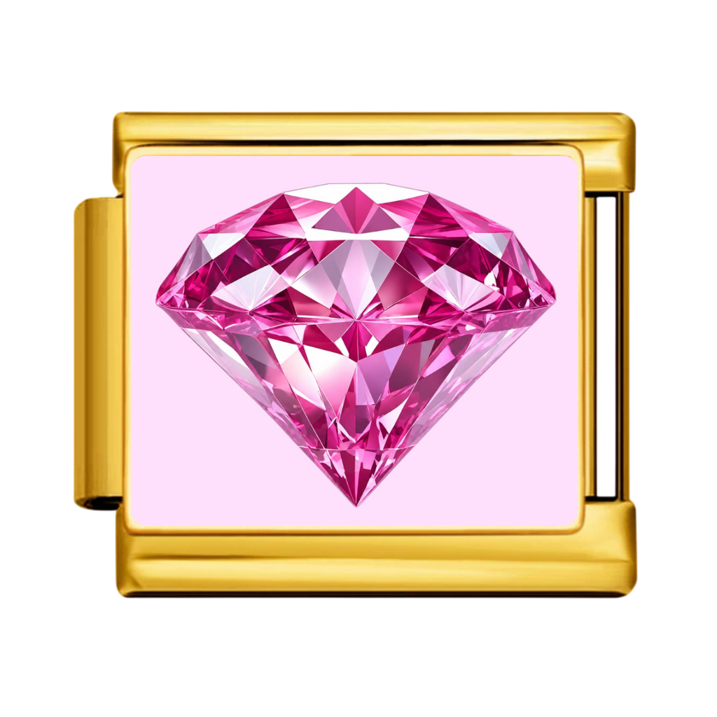 Pink Diamond Sparkle Charm - Gold