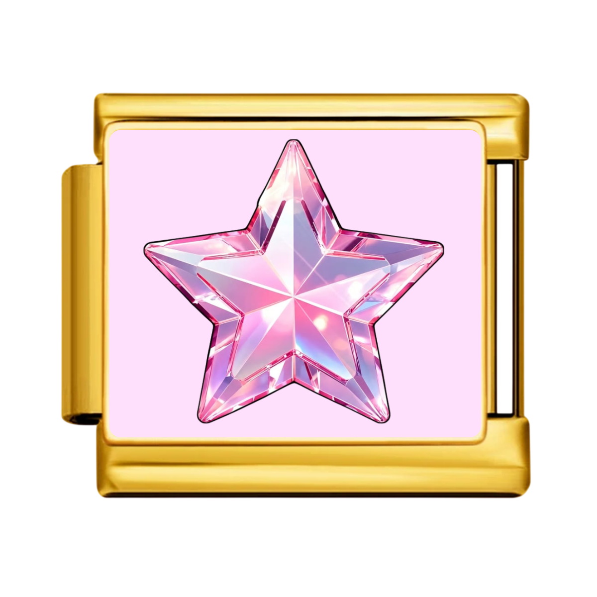 Pink Star Sparkle Charm - Gold