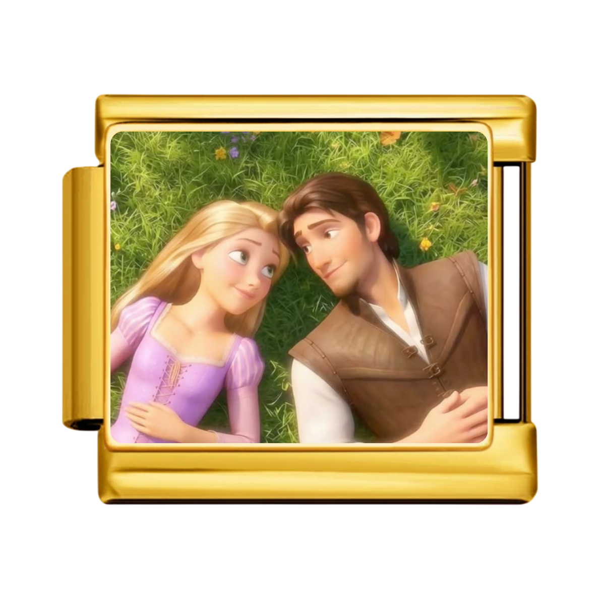 Rapunzel and Flynn Romance Scene Charm - Gold