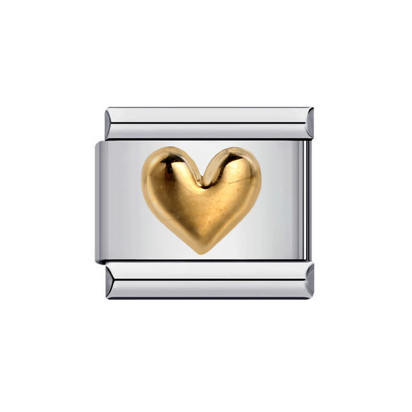 Gold Puffy Heart Silver chatm