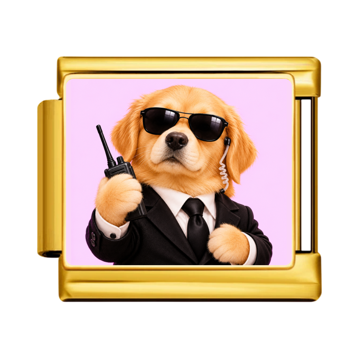 Agent Retriever Portrait Charm - Gold