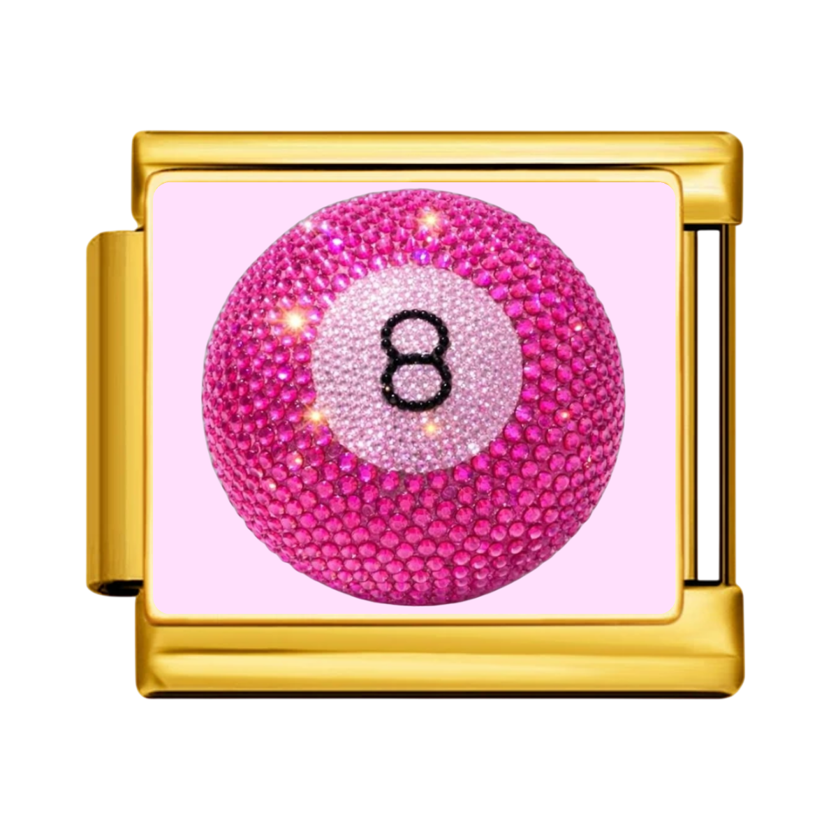 Pink Sparkle Golf Ball Charm - Gold