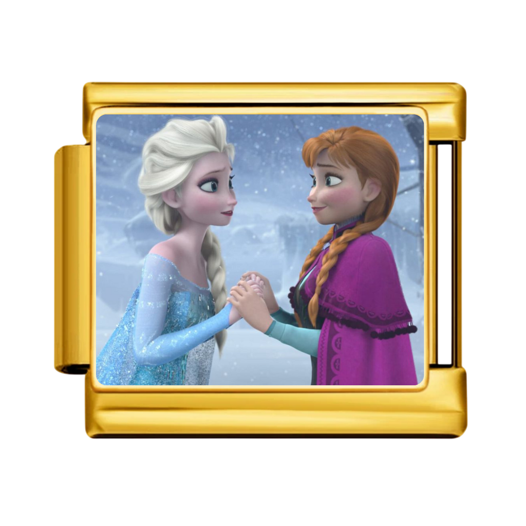 Frozen Sisters Portrait Charm - Gold