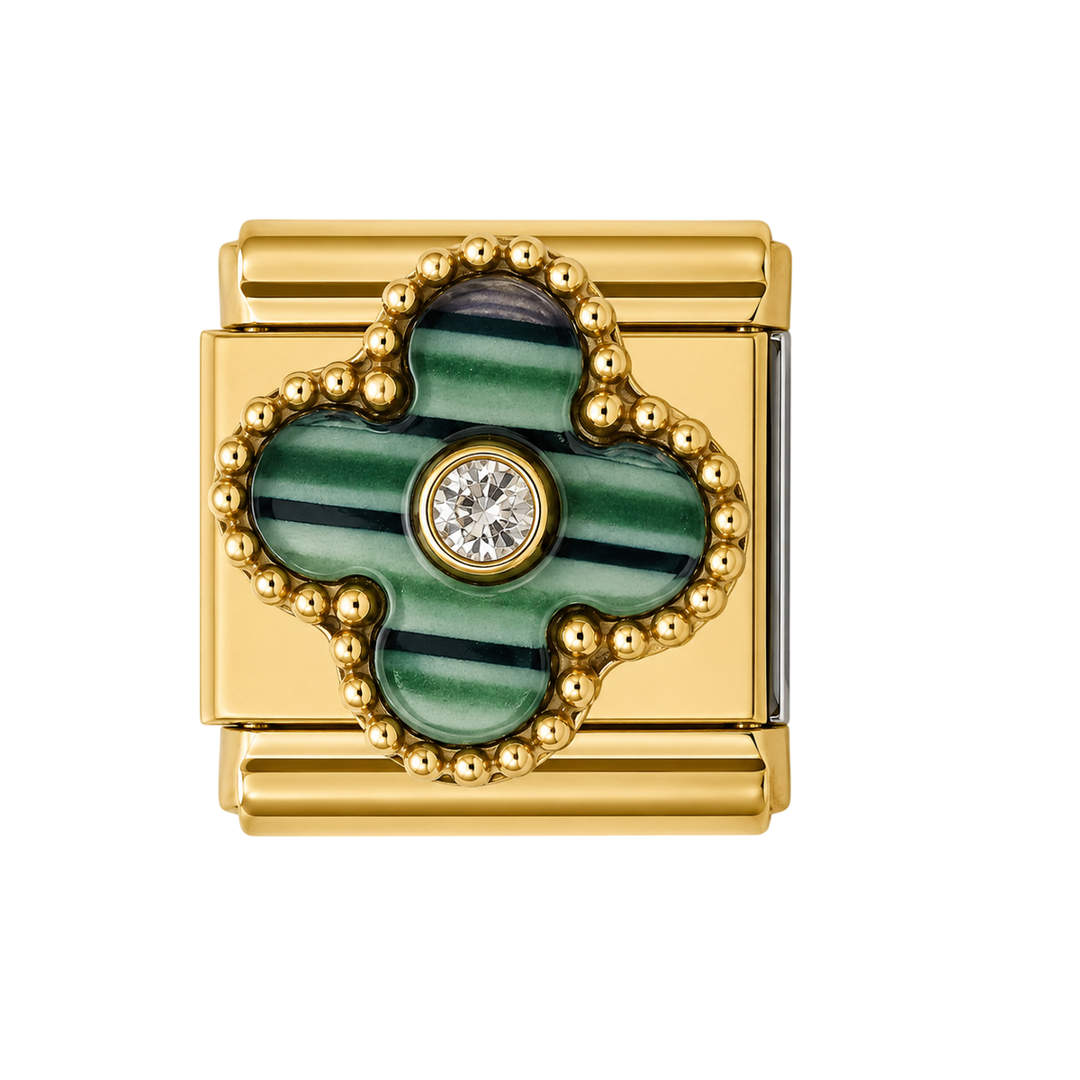 Green Striped Clover Gold Charm