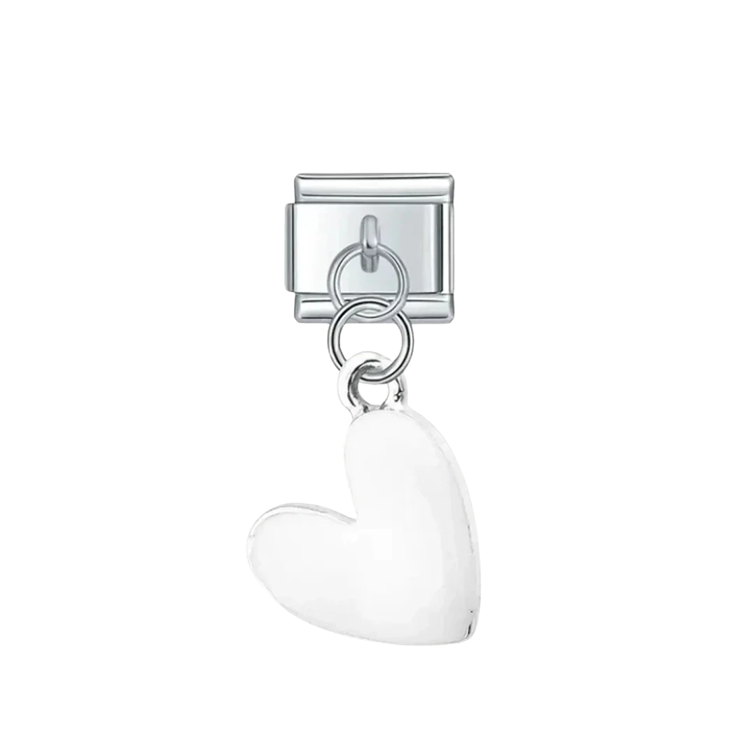 Hanging White Jeart Silver Charm