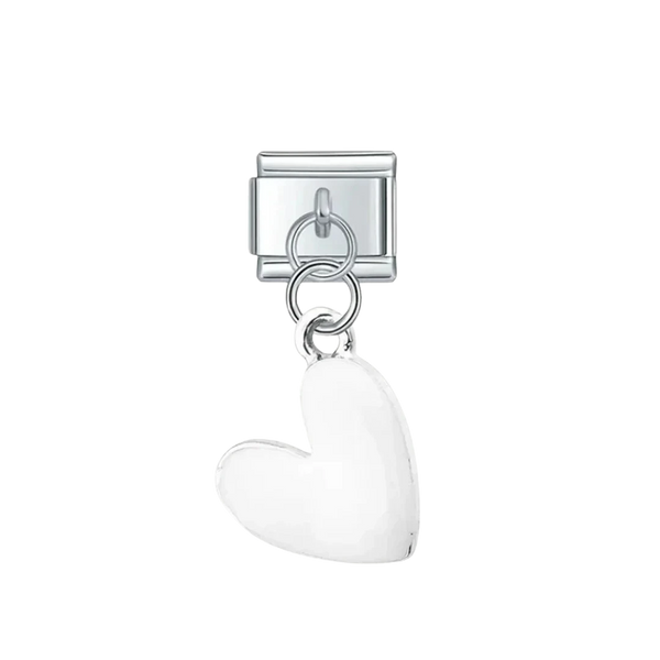 Hanging White Jeart Silver Charm