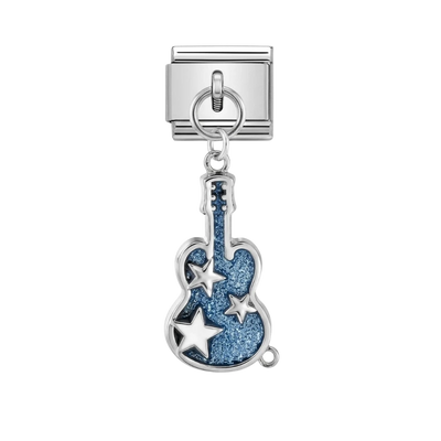 Hanging Guitar Silver Charm - Default Title