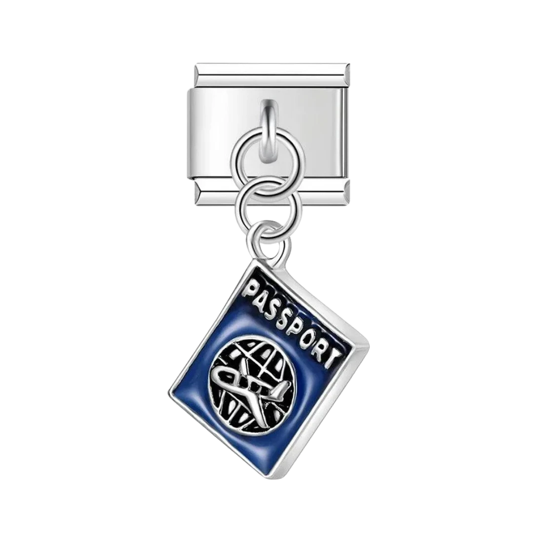 Hanging Passport Silver Charm